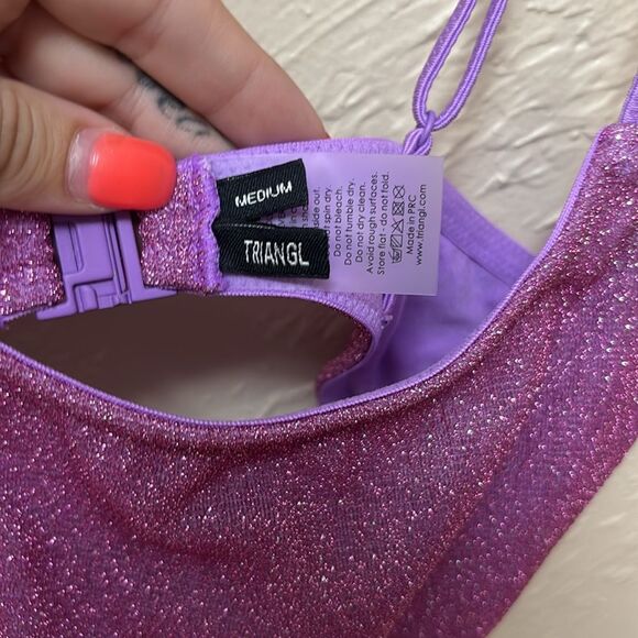 851. Triangle purple glitter tank crop size medium - Picture 2 of 2
